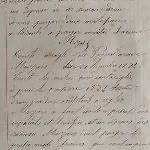 Een klein antiek Frans rekeningboek, met de hand geschreven, 1873