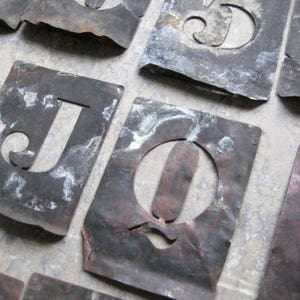 vintage french copper stencils, zinc stencils, alphabet, numbers, pochoirs, home decor image 4