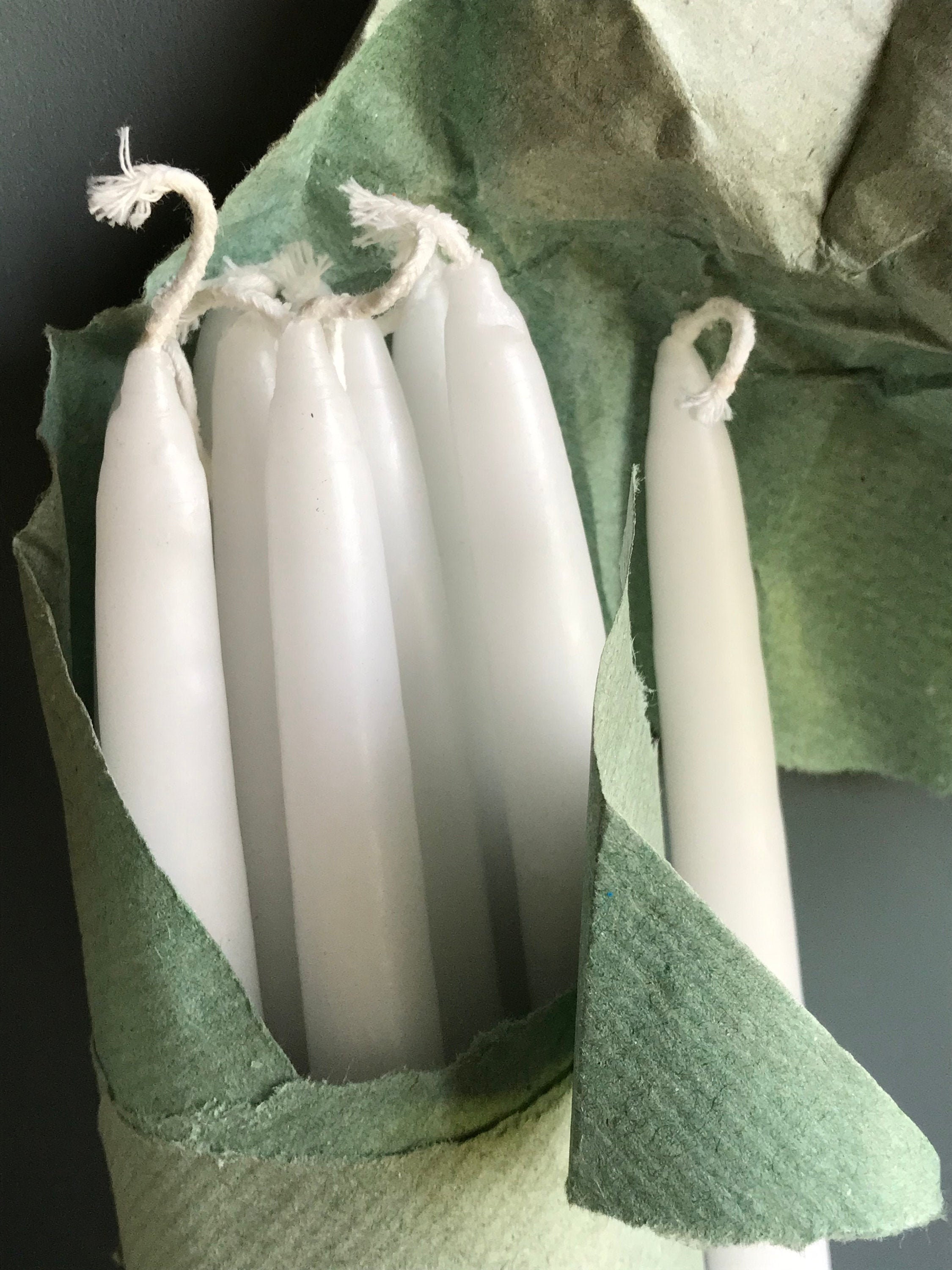 Très Long Millésime Français Bougies d'église Blanches Trempées à La Main, Faites Main