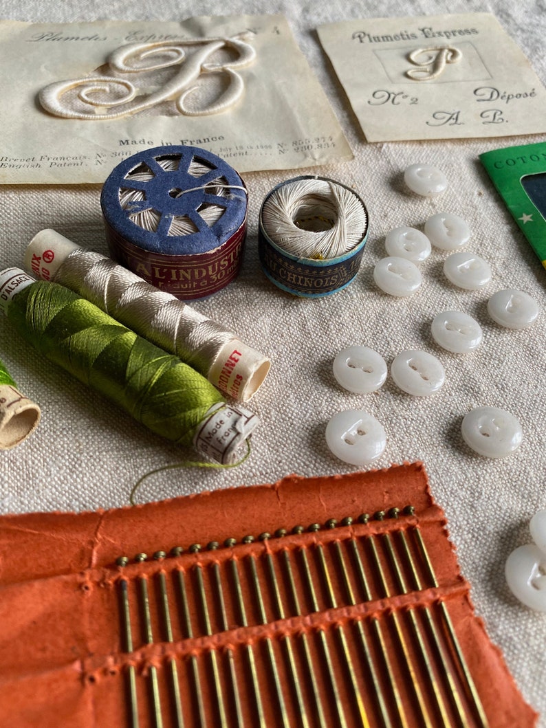 Vintage French linen and haberdashery bundle image 1