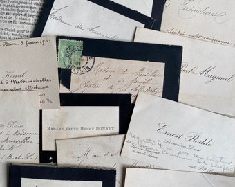 A small collection of antique French calling cards