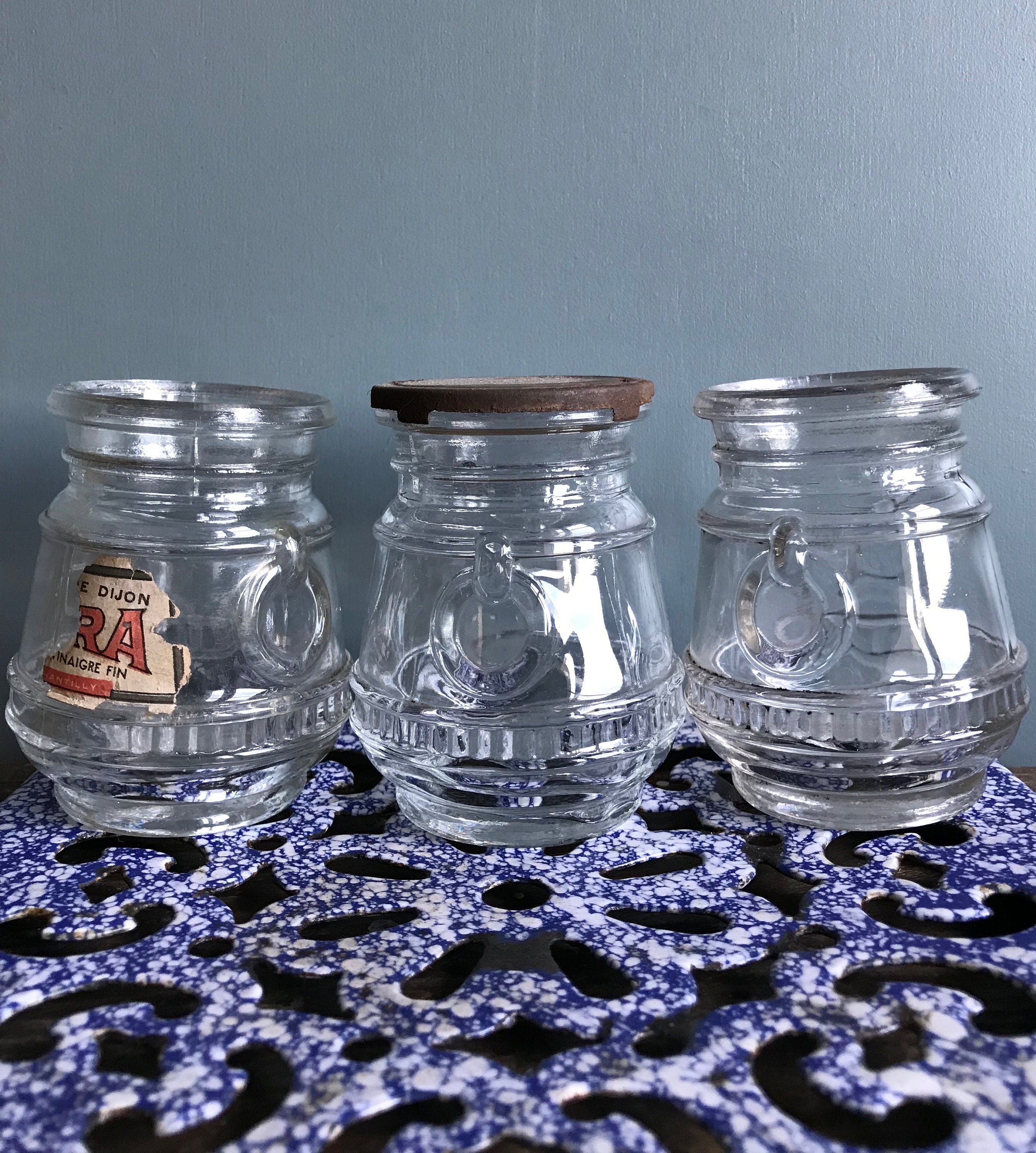 Pots de Moutarde Français Verre Vintage