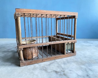 アンティーク フランス製 大型 木製 金属製 歌鳥ケージ 鳥小屋