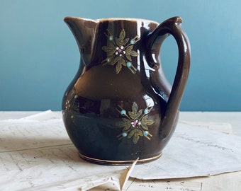 Vintage French milk jug, creamer, egoiste, little brown jug