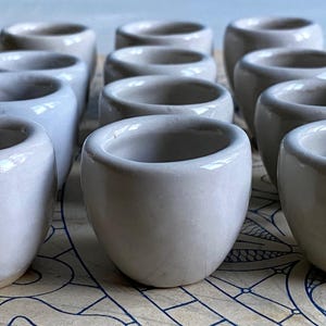 6 or 12 vintage French snail pots, snail dishes, white earthenware