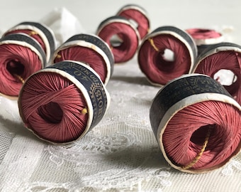 Vintage French linen thread, fil au Chinois, dusty pink linen thread