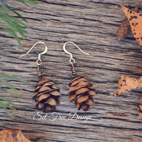 Real Pinecone Earrings