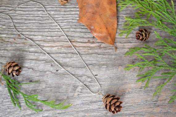 Real Pinecone Pendant Necklace on Snake Chain Etsy