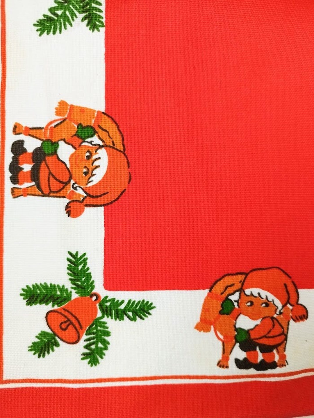 Hilja Karlsson Sweden Tomte Goats Red Table Cloth Swedish Christmas ...