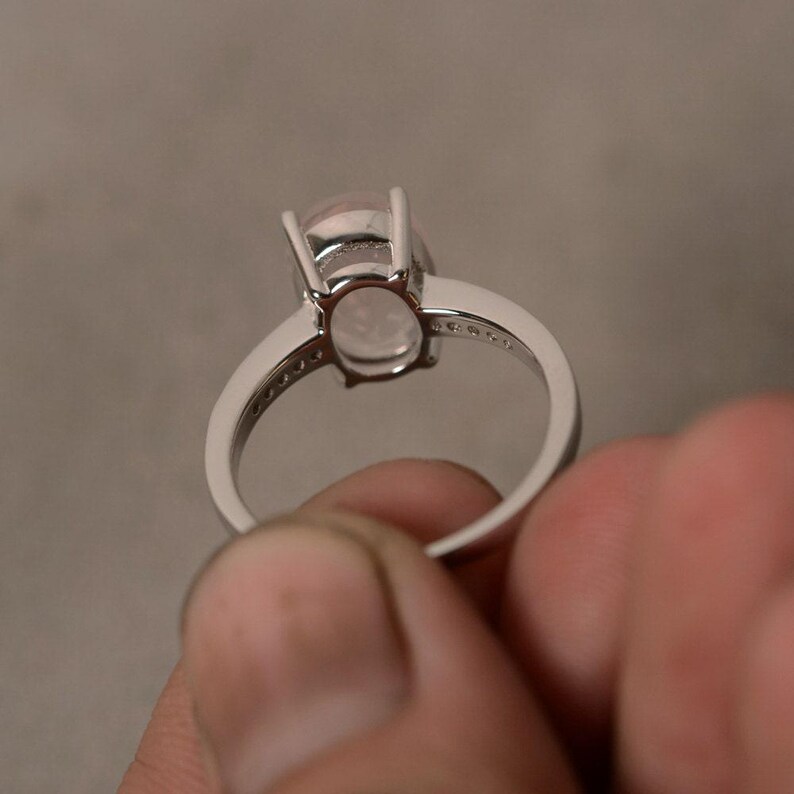 Natural Rose Quartz Ring Oval Ring Sterling Silver Ring Gemstone image 2