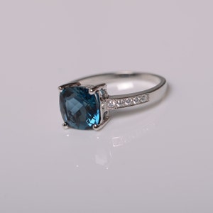 London Blue Topaz Ring Engagement Ring for Women Sterling Silver ...