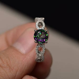 Genuine Mystic Topaz Rings Rainbow Topaz Rings Topaz Anniversary Rings Sterling Silver Rings Rainbow Gemstone