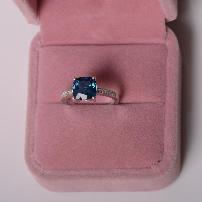 London Blue Topaz Ring Engagement Ring for Women Sterling Silver ...
