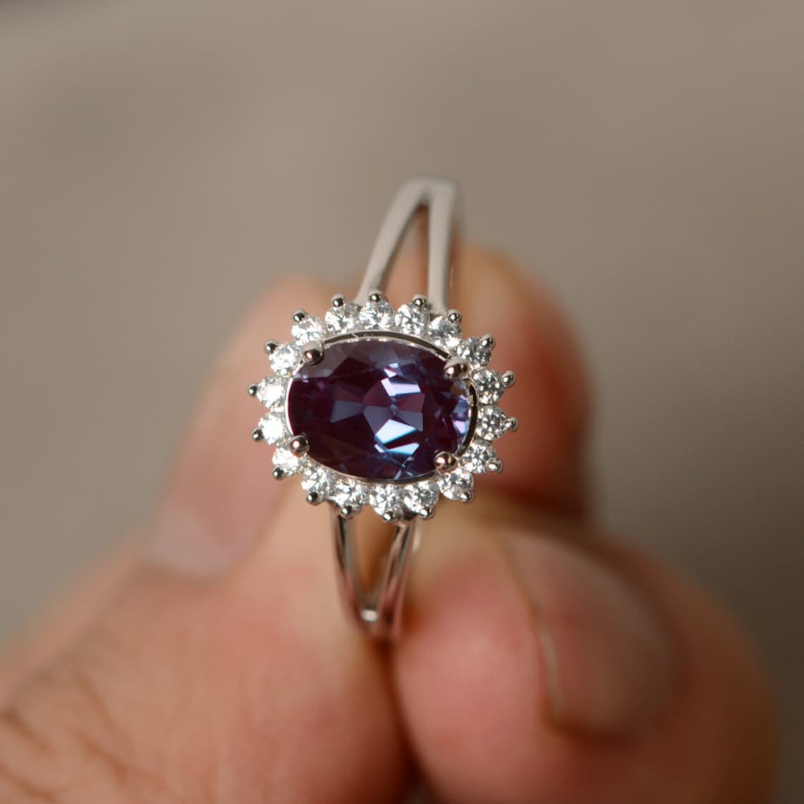 Alexandrite Ring Engagement Gemstone Sterling Silver Promise Etsy