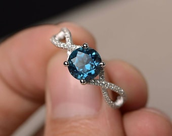 Vorschlag Ringe Echt London Blau Topaz Ringe Rundschliff Ringe Silberringe