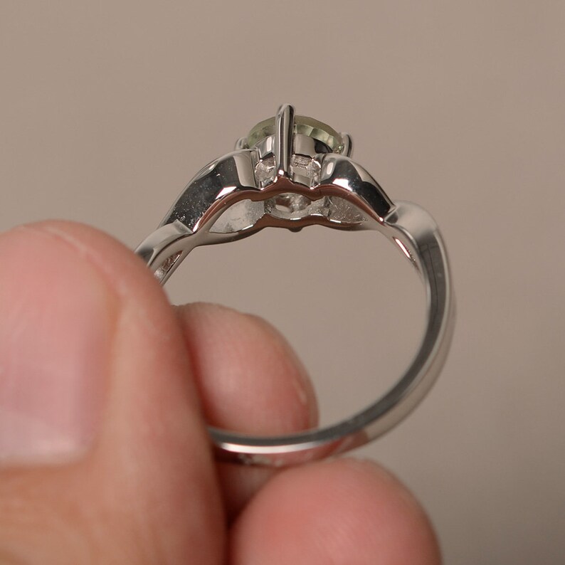 Promise Ring Natural Green Amethyst Ring Round Cut Gemstone Etsy