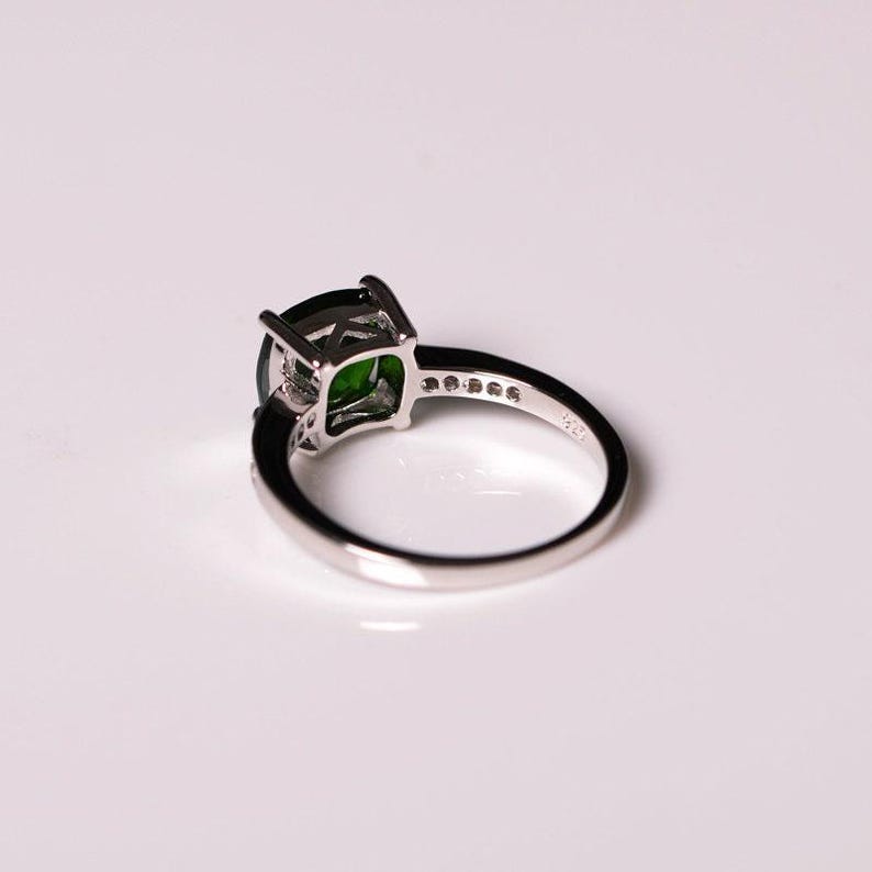 Natural Diopside Ring Emerald Green Gemstone Ring Sterling Silver 925 Ring For Her wedding Ring for Women Engagement Ring Jewelry image 4