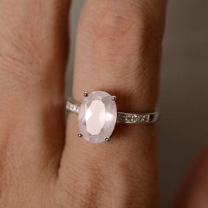 Natural Rose Quartz Ring Oval Ring Sterling Silver Ring Gemstone image 3