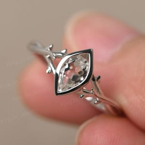 Personalization White Topaz Ring Unique Thorns Engagement Ring Sterling Silver November Birthstone Ring