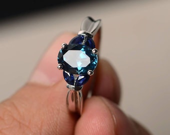 Real London Blue Topaz Rings Topaz Engagement Rings Blue Gemstone Solid Silver Rings