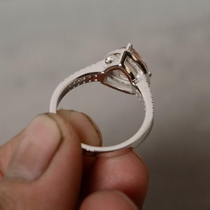 Natural Morganite Ring Silver Luxury Ring Promise Ring image 2