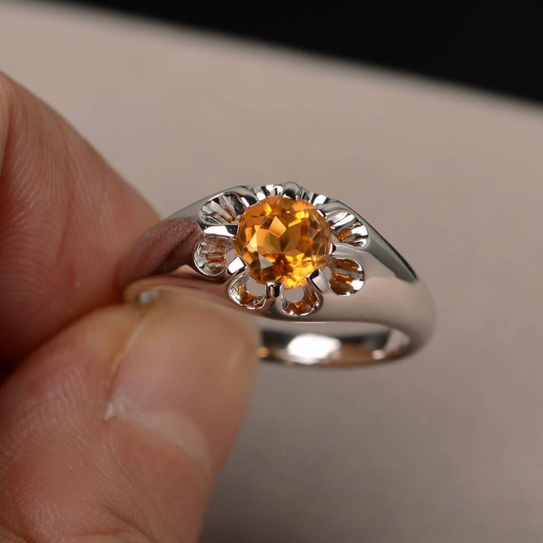 November Rings November Birthstone Natural Citrine Ring Promise Ring Sterling Silver ...