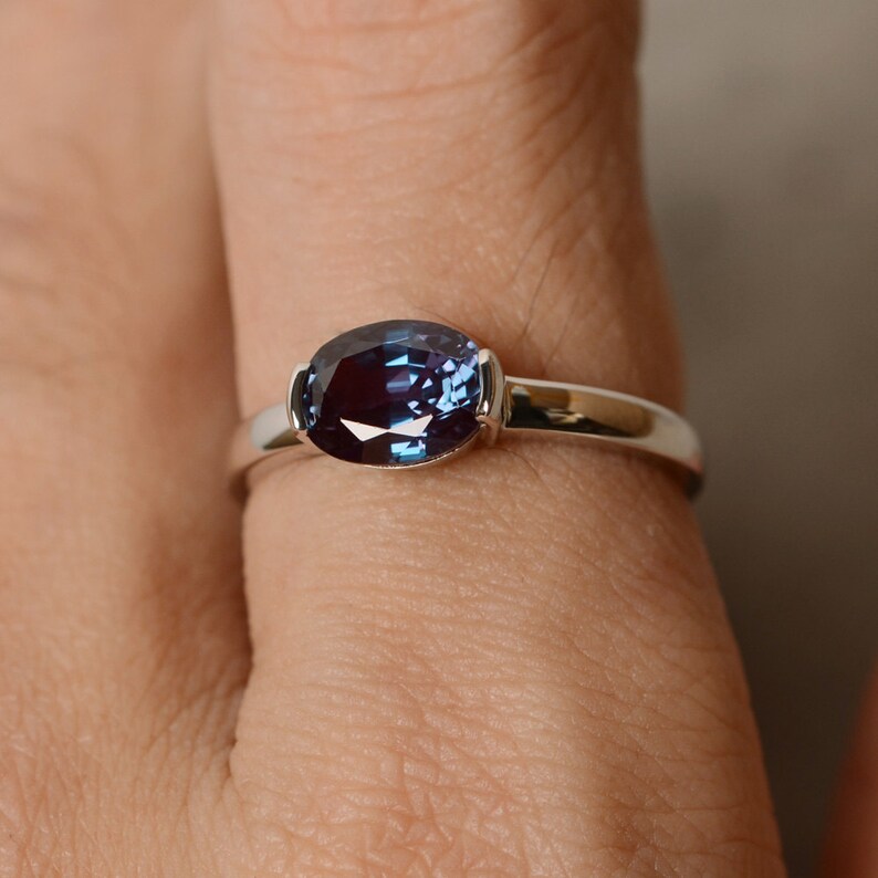 Alexandrite Ring Solitaire Ring Promise Ring Oval Cut Gemstone Etsy