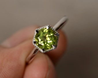 Peridot Ring Solitaire August Birthstone Ring