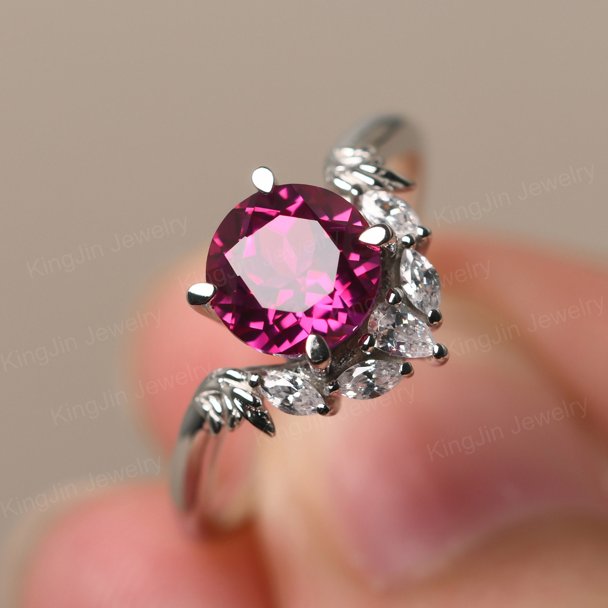 rubyページ Unique Ruby Ring Round Shaped 7 Mm Branch Engagement Ring