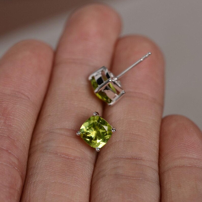 Pendientes de peridoto natural con piedras preciosas amarillas y verdes en plata de ley imagen 2