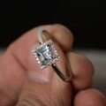 Natural Aquamarine Ring March Birthstone Ring Square Aquamarine Ring Sterling Silver