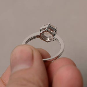 Natural Morganite Ring Engagement Ring Pink Gemstone Ring Round Cut image 3