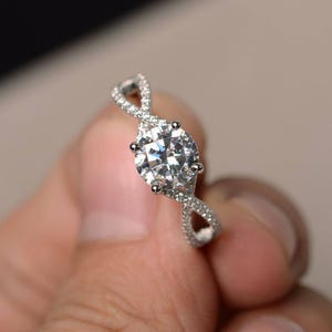 Cubic Zirconia Rings Engagement Rings Round Cut Ring Sterling Silver Rings Gifts for Her