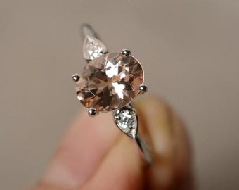 Natürliche Morganit Ring Oval Cut Sterling Silber