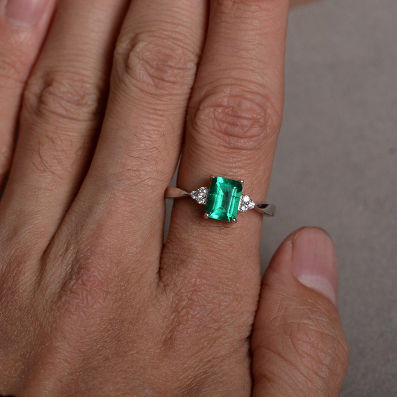 Emerald Ring Promise Ring for Her Emerald Gemstone May Etsy