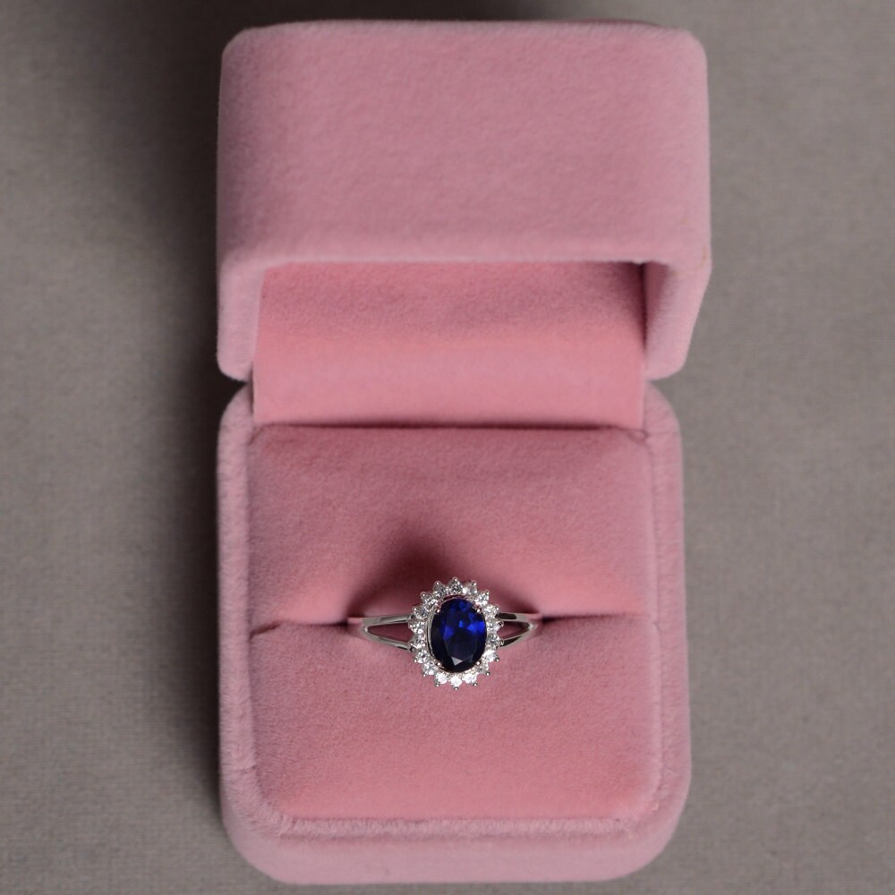 Lab Sapphire Ring Silver Dark Blue Gemstone Ring Promise Ring Etsy