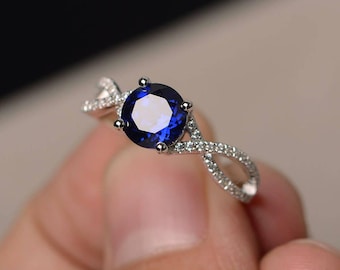Blauer Saphir Ringe Einzigartige Ringe September Birthstone Blauer Stein Ringe Silber Ringe