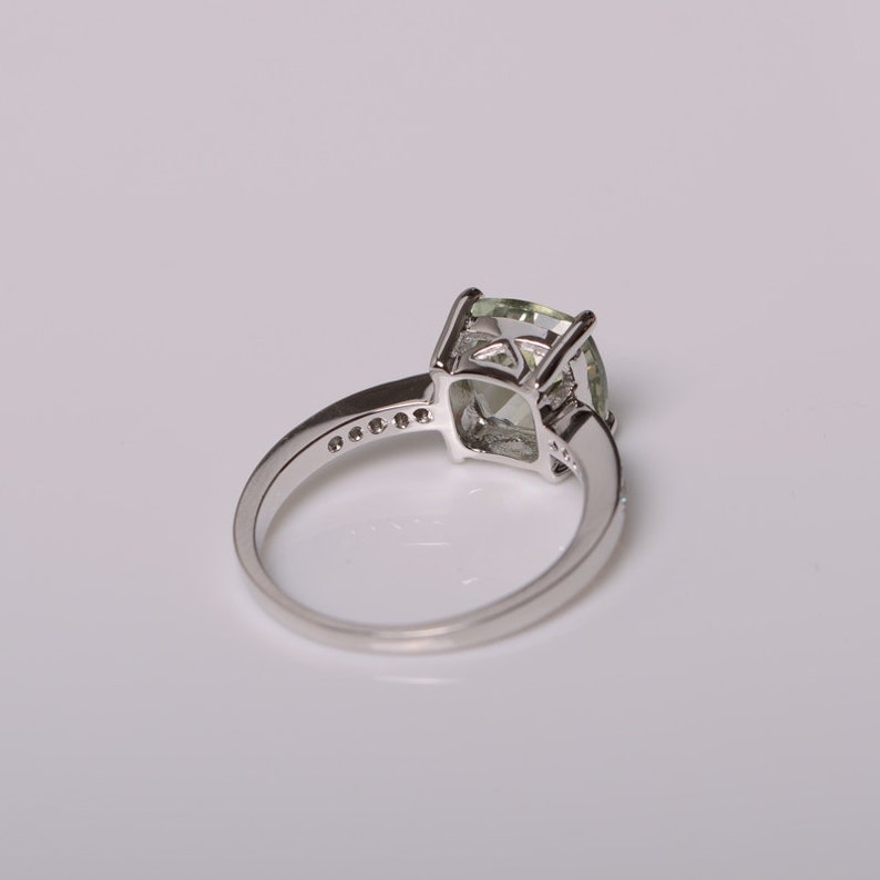 Natural Green Amethyst Ring Sterling Silver 925 Gemstone Jewelry Rings zdjęcie 4