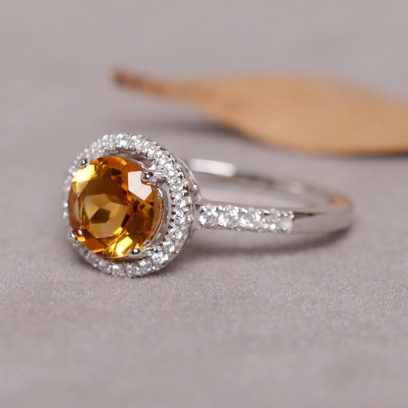 Natural Citrine Ring for Women Real Natural Stone & Sterling - Etsy