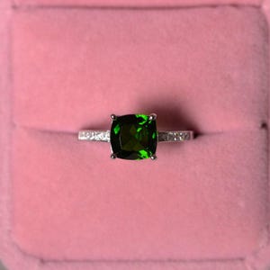 Natural Diopside Ring Emerald Green Gemstone Ring Sterling Silver 925 Ring For Her wedding Ring for Women Engagement Ring Jewelry image 3
