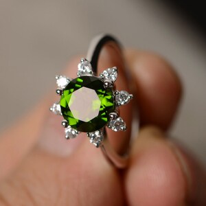 Natural Russian Chrome Diopside Ring Engagement Ring Green Gemstone Ring Promise Ring For Her