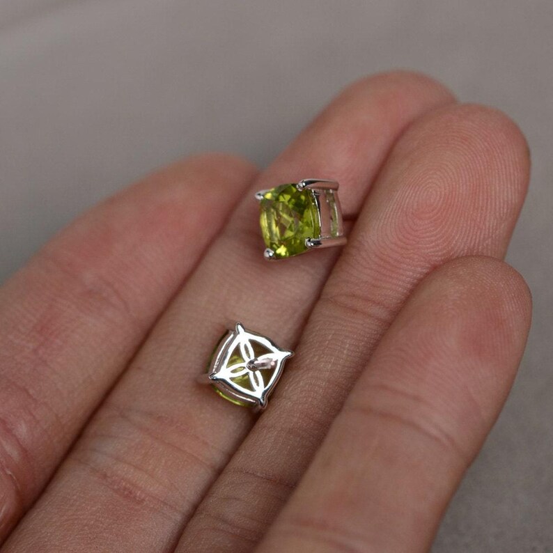 Pendientes de peridoto natural con piedras preciosas amarillas y verdes en plata de ley imagen 3