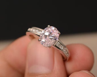 Rosa CZ Ring Sterling Silber Verlobungsring Oval Cut Edelstein Ringe für Frauen