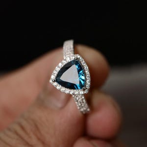 London Blue Topaz Ring Gemstone Ring Sterling Silver Engagement Ring Promise Ring For Her Fine Ring