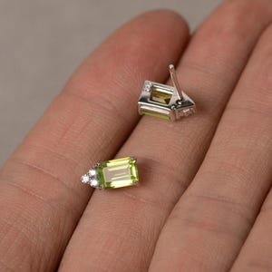Natural Peridot Earrings Sterling Silver August Birthstone Gemstone Stud image 4