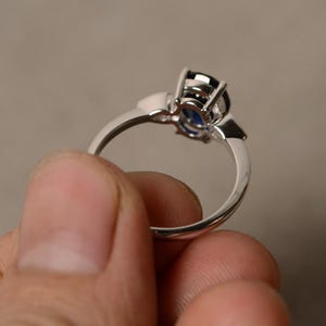 Blue Sapphire Ring Oval Sapphire Ring Sterling Silver image 4