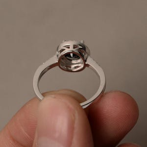 Rings Black Halo Ring Black Spinel Ring Promise Ring for Girl Round Cut Black Rings Engagement Ring Sterling Silver 925 image 2