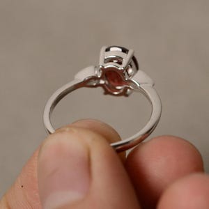 Red Garnet Ring Sterling Silver Oval Gemstone Ring Engagement Rings image 4
