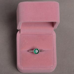 Lab Emerald Ring Gemstone Ring Sterling Silver Ring Bezel Ring Engagement Ring Birthstone Ring image 4