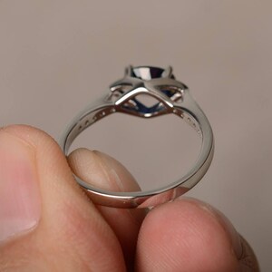 Blue Sapphire Ring Proposal Ring September Birthstone Ring Blue Gemstone Oval Cut Gems Sterling Silver Ring image 3
